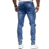 Mens rasgado jeans para homens casuais preto azul magro magro encaixe jeans calças calças de bicicleta hip hop jeans com sexy holel denim calças nova # g111