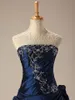 2019 robes de mariée bleu royal A-ligne Vintage broderie taffetas robes de mariée non blanches robes de mariée non traditionnelles avec couleur