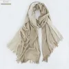 Wholesale Brand Winter Scarf Men Warm Soft Tassel Bufandas Cachecol Gray Plaid Woven Wrinkled Cotton linen Women Scarves spring summer