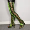Olomm nouvelle mode femmes cuissardes bottes carré talons hauts bottes bout pointu magnifique vert marron chaussures de fête femmes taille américaine 5-15