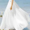 Sherhure 2019 Vita alta Donna Chiffon Gonne lunghe Piano Lunghezza Increspature Bianco Estate Boho Maxi Gonna Saia Longa Faldas S514