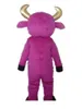 2019 usine chaude Ventilation un costume de mascotte de bétail rose avec deux cornes d'or à vendre