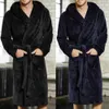 HIRIGIN Uomo Inverno Caldo Vestaglie Spessore Allungato Peluche Scialle Accappatoio Kimono Vestiti per la casa Abito a maniche lunghe Cappotto peignoir homme