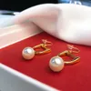 Stud Irregular Pendant Earrings Handmade Zircon Pearl Jewelry 18K Gold Plated Brass For Women Asymmetric Earring Ch1