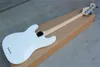 Guitare basse électrique 4 cordes blanche personnalisée en gros avec pickguard blanc, matériel chromé, touche en érable, peut être personnalisé.