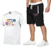 Herren-Trainingsanzug mit Buchstaben-Aufdruck, Damen-Sommer-Sportbekleidung, kurzärmelige T-Shirts + Hosen, Pullover, Lauf-Jogger-Anzüge, O-Ausschnitt, Sportanzug, T-Shirts