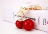 Crystal Rhinestone Cherry Keychain Key Ring Holder Red Round Metal Fruit Pendant Car Key Chains Fashion Bag Jewelry Keyring Charm