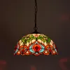 Tiffany Style suspension lampe vitrail abat-jour vert rouge Vintage lumière décor salon chambre suspension lumière