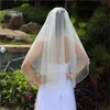 New Best Selling Fashion Elegant White Ivory Champagne Pink Black Wrist Length Two Layer Alloy comb Beaded Edge Wedding Veil