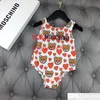 Traje de baño para niños oso amor impresión de corazón de una sola pieza Bikini Traje de baño Traje de baño Traje de baño Deportes acuáticos Traje de baño ropa de niña TG-4