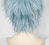 送料無料魅力的な美しい熱い販売品質の新しい私の僕の僕のヒーローアカデミア富村志賀短いショートミックスグレーブルーのコスプレ髪かつら