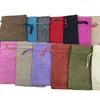 15 *20cm 12 Color Handmade Jute Drawstring Bags Pouch Burlap Wedding Party Christmas Gift Bags Jewelry Pouches Packaging Bags