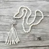 Swan Charm Wisiorek CZ Micro Pave Złącze, Natural Shell Pearl Beads Chain Tassels Kobiety Biżuteria Necklace NK504