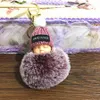 Cute Sleeping Baby Doll брелок Pompom Rabbit Fur Ball Карабин Key Chain брелоки Женщина Дети брелок ключ сумка кулон кольцо 000