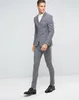 Custom Made Groomsmen Çentik Yaka Damat Smokin Gri Erkekler Düğün / Balo / Akşam Yemeği En Adam Blazer Suits (Ceket + Pantolon + Kravat) A854