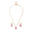 2020 Butterfly Pendant Necklaces And Earrings Set For Women Girls Fashion Pink Gold Necklace Elegant Choker Fashion Sweet Jewelry Gift