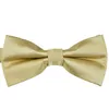 BF15 Solid Checked Gold Yellow Mens Pre-tied Tuxedo Bow Tie Hanky 100% Silk Adjustable Whole Casual Wedding Part295f