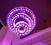 Lámpara colgante LED RGB que cambia de Color, lámpara de cristal redonda de lujo, 3 anillos, lámpara suspendida colgante para bar, tienda, decoración del hogar MYY