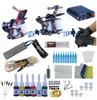 Komplett Tattoo Machine Kit Set 2 Coils Guns 6 Färger Svart Pigment Sets Power Tattoo Nybörjare Grips Kits Permanent Makeup