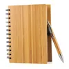 Wood Bamboo Cover Notebook Spiral Notepad With Pen 70 sheets recycled lined paper SN2129