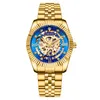 CHENXI Reloj de pulsera con movimiento automático de alta calidad, puntero luminoso, reloj de negocios para hombre, correa de acero inoxidable de oro plateado, regalo para hombres