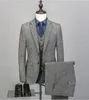 Vintergrå Tweed Fabric Man Business Passar Brudgum Tuxedos Män Prom Party Coat Waistcoat Byxor Satser (Jacka + Väst + Byxor + Tie) K53