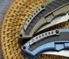 High End Flipper Folding Knife 100% Real M390 Satin Finish Blade Carbon Fiber & TC4 Titanium Handle Ball Bearing Knives