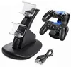 DUAL Nouvelle arrivée LED USB ChargeDock Docking Cradle Station Stand pour sans fil Sony Playstation 4 PS4 Game Controller Charger Free Ship