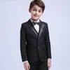 Mode 4 pièces enfant en bas âge garçons formel enfants smoking costume de fête de mariage costumes pour garçons noirs (veste + pantalon + gilet + nœud papillon)