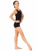 Barn Catsuit kostymer Keyhole Back Tank Shorty Unitard Tjejer Ballett Dans Leotards One Piece Kids Dancewear Lycra Spandex Biketards