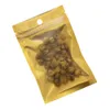 8x13cm Gold Zip Lock Sacs en plastique refermables Matte Clear Dryed Food Candy Smell Proof Storage Zipper Bag with Hang Hole 100pcs lot273Q