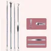 4pcs / set inoxidável Blackhead comedão Acne Pimple Belmish Extrator a Vácuo Blackhead Remover Ferramenta Colher para Face Skin Care Tools RRA1982