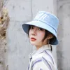 Outdoor Women Collapsible Summer Fashion Brand Cotton Bucket Hat Sun Striped HipHop Fisherman Cap Letter NYC Cap For Women