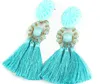 Bohemian Long Statement Tassel Drop Earrings Lyxhartspärlor Tassel Örhängen för kvinnor 9 Färgval Dangle Örhängen GB57