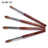 Pennello per nail art in acrilico 100% Kolinsky Sable Pen Pennello acrilico piatto rotondo in legno rosso per nail art per strumento gel builder