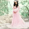 Moderskap spetsar bomullsklänning fotografering rekvisita långärmad mode kvinnor klänning klänningar släp stil baby shower plus storlek