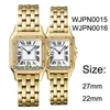 Novo WJPN0015 WJPN0016 Amarelo Diamante Ouro Bezel 27mm / 22mm Branco Dial Swiss Quartz Womens Womens Watch Senhoras Relógios de Aço Inoxidável Puretime B25E5