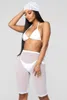 2019 New Sheer Mesh 3pcs Set Sexy Bandage Cropped Camis and Cover Up See Through Pants Transparent Suit Beach Holiday Women Wear