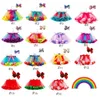 15 Farben Baby Mädchen Tutu Kleid Candy Regenbogen Farbe Mesh Kinder Röcke + Bogen Haarspangen 2 teile/satz Kinder Feiertage Tanzkleider Tutus