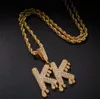 A-Z Nome personalizado Número de gotejamento Cartas Colares Pingente Charme Zircão Homens Hip Hop Jóias com 3mm Gold Silver Rose Gold Rope Chain