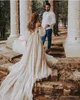 2020 Богемные свадебные платья Sexy Off Pleep Puffing Beach Beach Bridal Plass Long Ruard Rustic Country Свадебные платья Hippie