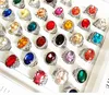 Partihandel 100st Mix Lot Womens Ringar Vintage Smycken Stor Glas Sten Antik Silver Ring För Ladies Fashion Party Gifts Drop Shipping