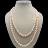 Handgeknüpfte 8-9 mm rosa lila Reis-Süßwasser-Zuchtperlenkette 90 cm Modeschmuck