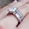 Petite bague en pierre de Zircon pour femmes, couleur argent, bijoux de mariage, bagues de fiançailles, cadeaux de saint-valentin