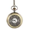 Vintage Steampunk Hollow Flower Quartz Pocket Watch Necklace Pendant Chain Clock Gifts FS992615