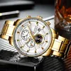 Zegarek obserwuje mężczyzn Top Gold Sport Waterproof Wathood Watches Męskie Chronograf datę męskiego zegara relogios masculino264Q