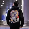 Moda Harajuku para hombre diseñador sudaderas con capucha Sudadera Casual Negro Hip Hop Japón Imprimir Sudadera con capucha Ropa de calle Top Coat Hombre Invierno