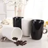 Vente en gros - Cadeaux mignons créatifs Amoureux Couple Élégant Cristal Bague En Diamant Tasse En Céramique Eau Lait Tasse À Café Drinkware caneca noir blanc