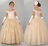 2017 Simple Sleeveless off-shoulder Jewel Applique Sweep Train Ball Gown Flower Girls Pageant Dresses For teen gril's Birthday Party Gowns