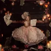 Robe de bal rose robes de filles de fleur pour mariage bijou cou 3D perle florale enfants robe de reconstitution historique princesse enfant en bas âge robes de communion